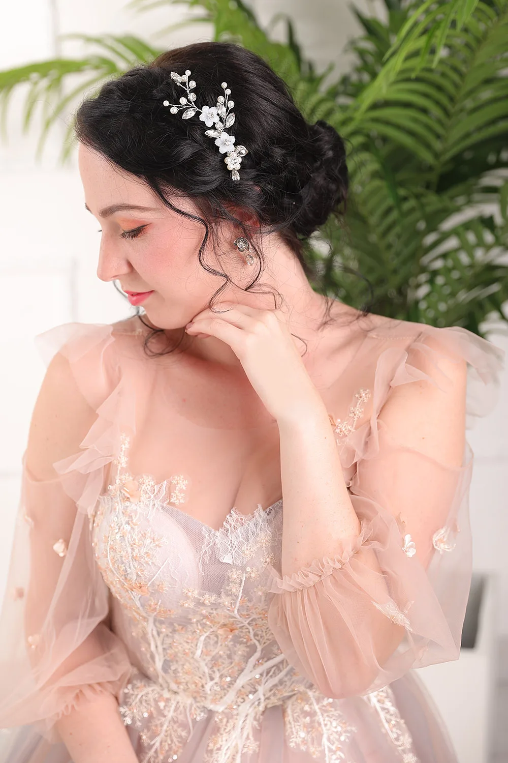 Новое поступление 2020 серебряные блестящие стразы подружки невесты с цветком и