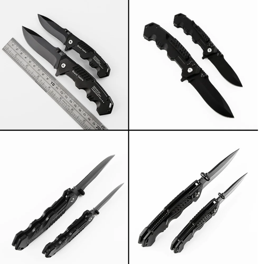Складной нож холодного черного цвета карманный для кемпинга выживания охоты
