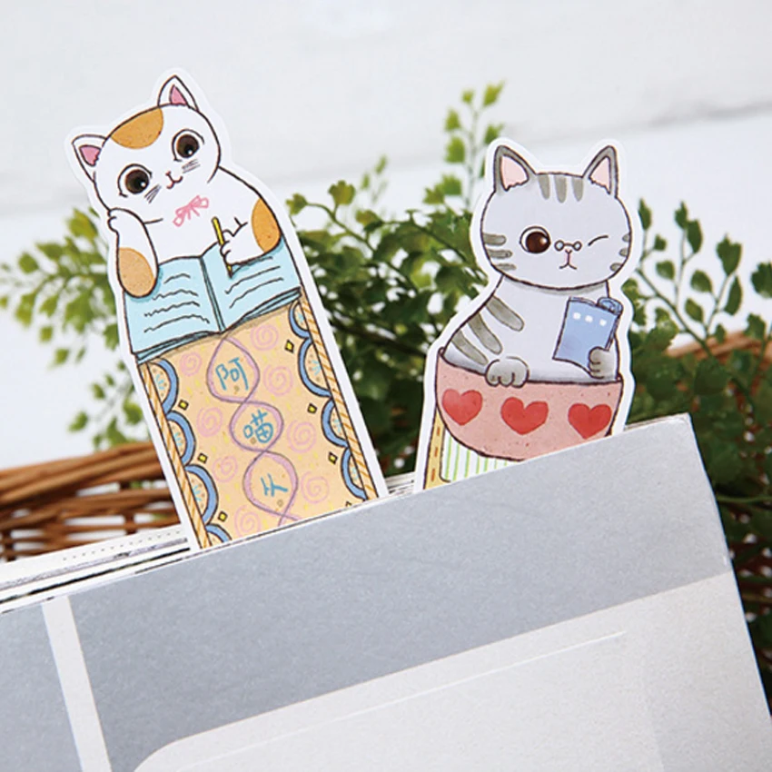 30 шт./упак. принт с героями мультфильмов kawaii чтение кошки бумажная Закладка