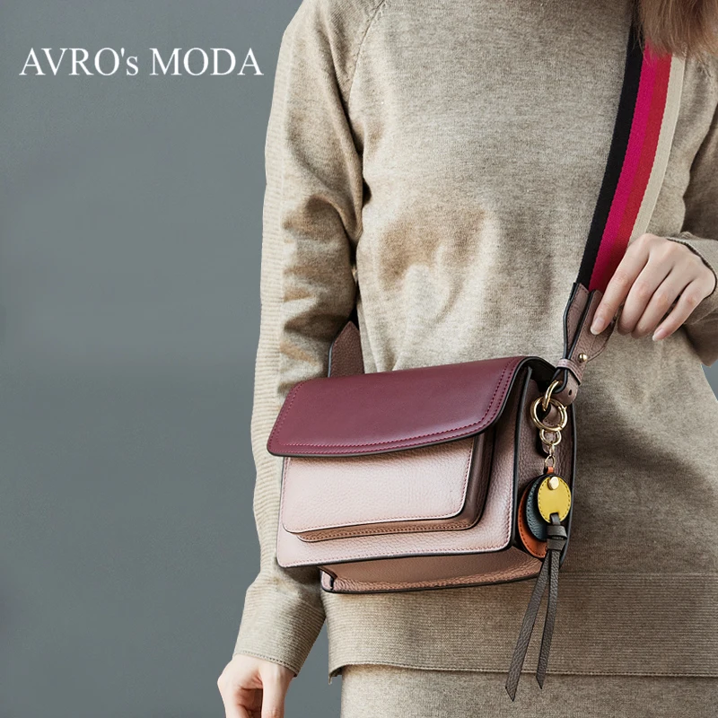 AVRO's MODA Brand Fashion Crossbody Bags For Women Genuine Leather Retro Luxury Designer Handbag Ladies Shoulder Flap Square Bag