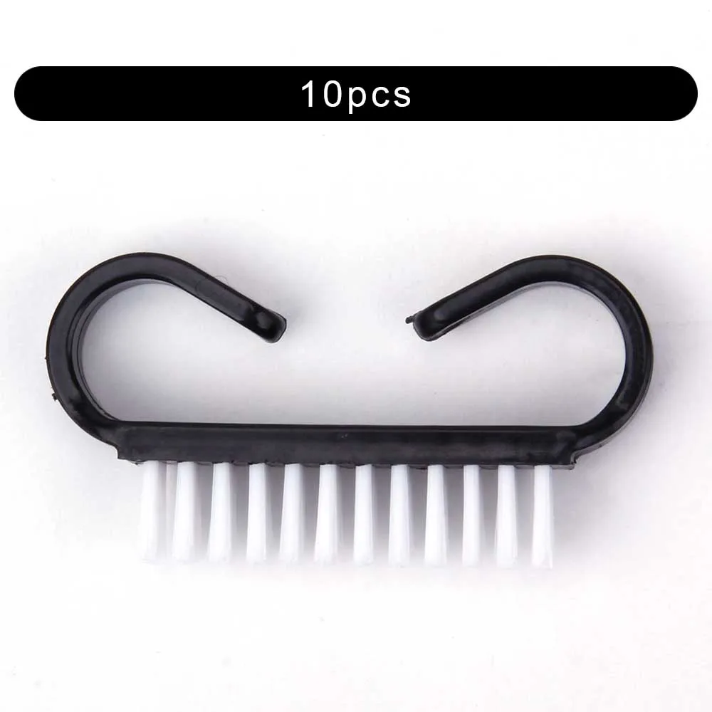 10pcs Solid Black Чистящая щетка для ногтей маникюр педикюр инструменты Ручка гель удаление для очистки от пыли уход пластик косметика для ногтей кисти для женщин - Цвет: 10pcs Solid Black