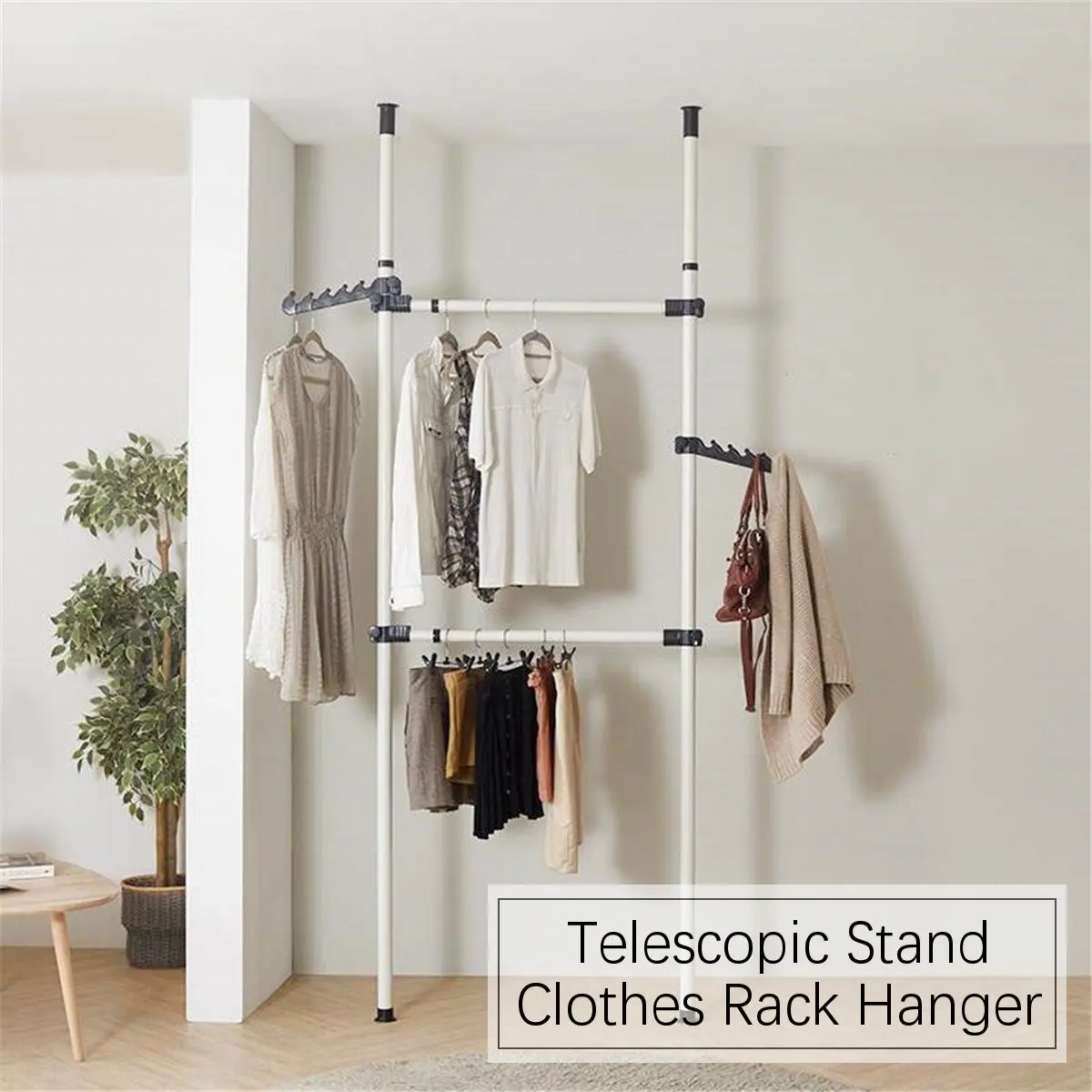 

Adjustable Clothes Rack Hanger Set Telescopic Coat Racks Wardrobe Organizer Garment Stands Multifunction Drying Rack Furniture