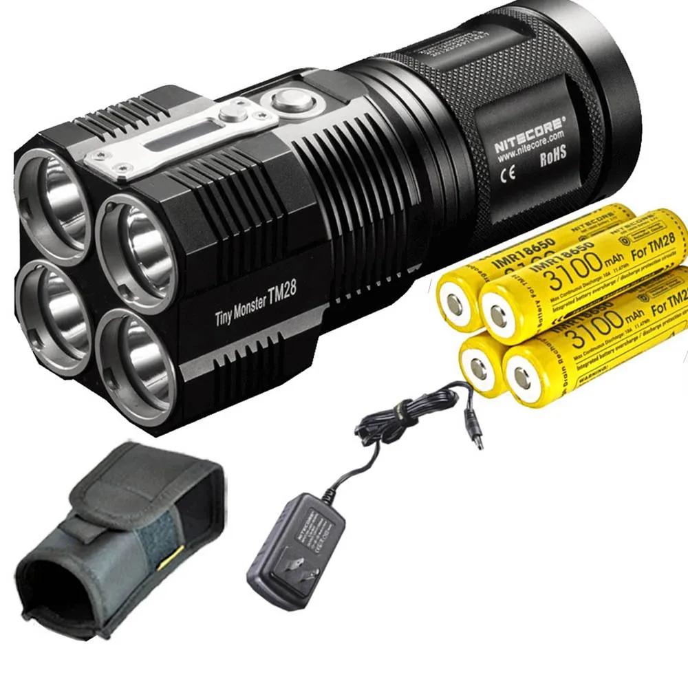 TM28 4X IMR3100 NITECORE TM28 перезаряжаемый Fashlight 4* CREE XHP35 HI Светодиодный Прожектор Макс 6000 люмен 8 режимов работы луч бросок 655 метр фонарь - Испускаемый цвет: TM28 4X IMR3100