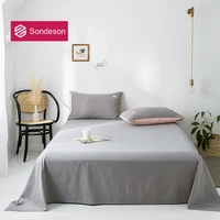 sondeson luxury beauty 100 cotton 15 color flat sheet single twin double queen king healthy skin bed sheet set pillowcase 3pcs