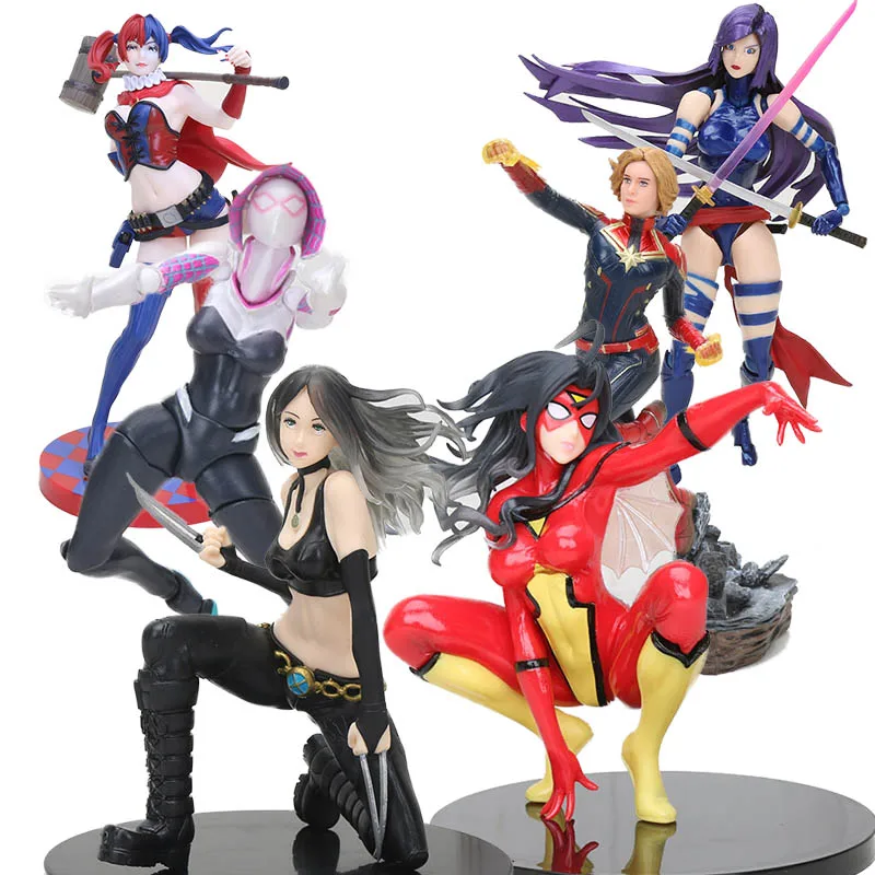 Мстители Супергерл удивительный паук Гвен psylocke Росомаха Лаура паук женщина Kotobukiya эндшпиль капитан фигурка Карол Дэнверс игрушка