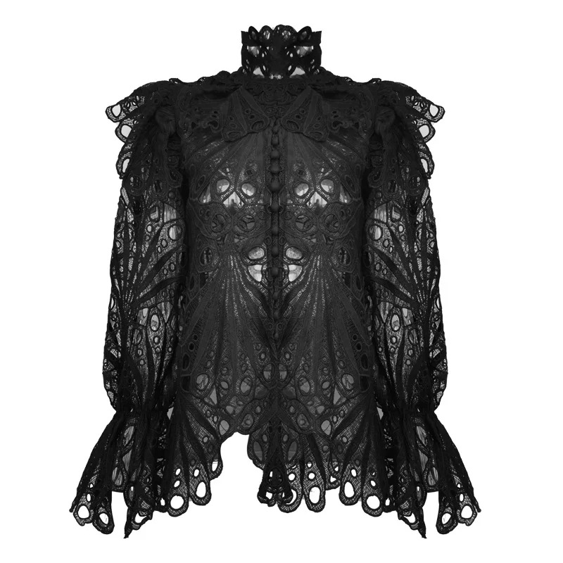 Сексуальное открытое Плиссированное Кружевная рубашка с высоким плотно