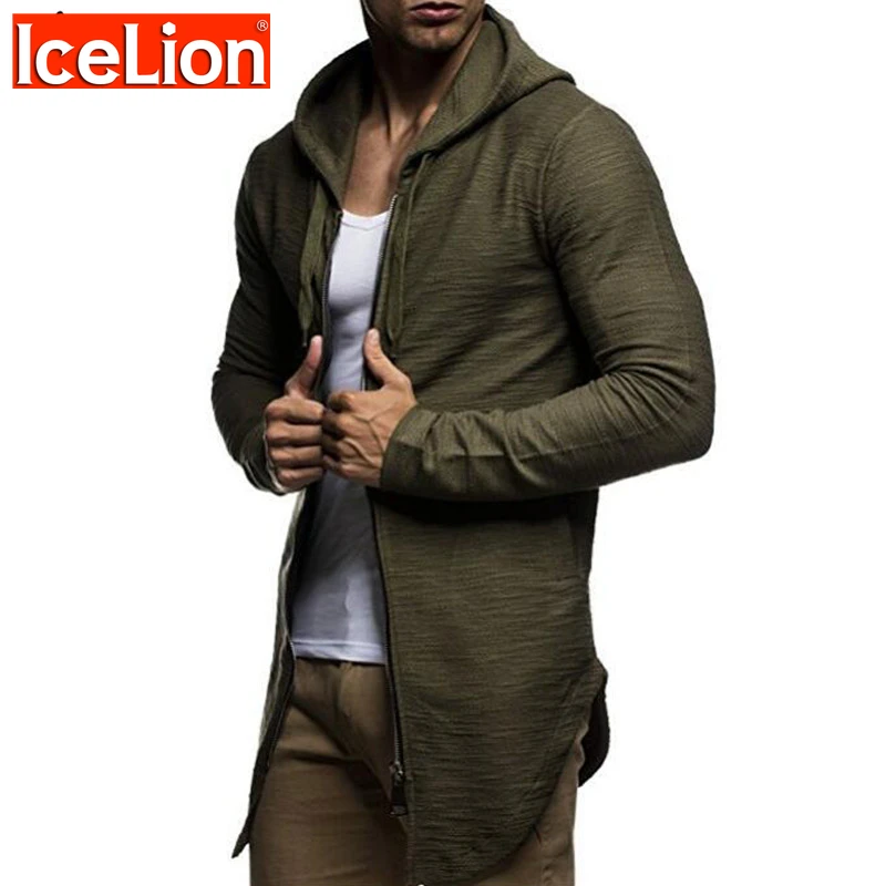 

IceLion 2021 Hoodies Men Spring Long Sleeve Zipper Cardigan Cotton Sweatshirt For Men Hip Hop Streetwear Solid Men Slim Hoodies