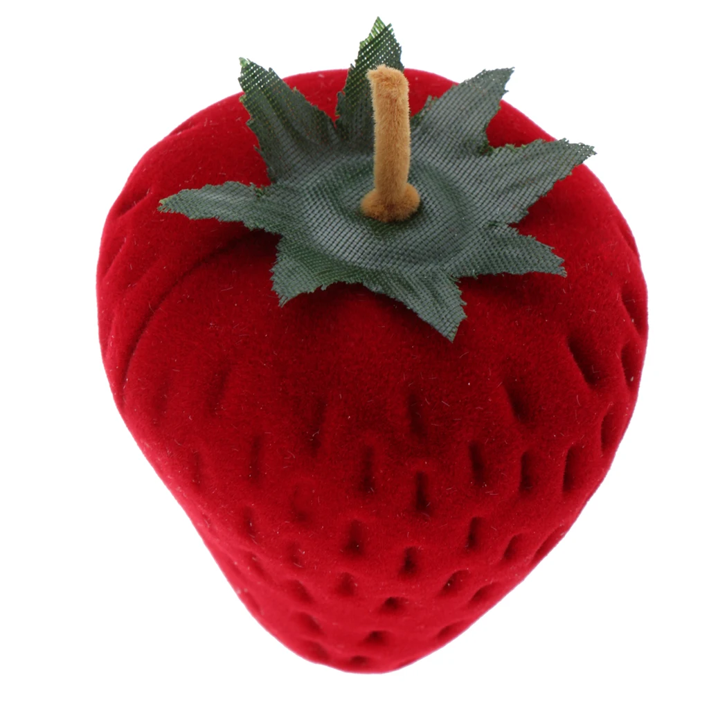

Cute Red Strawberry Velvet Ring Box Earring Ear Studs Ring Jewelry Gift Case