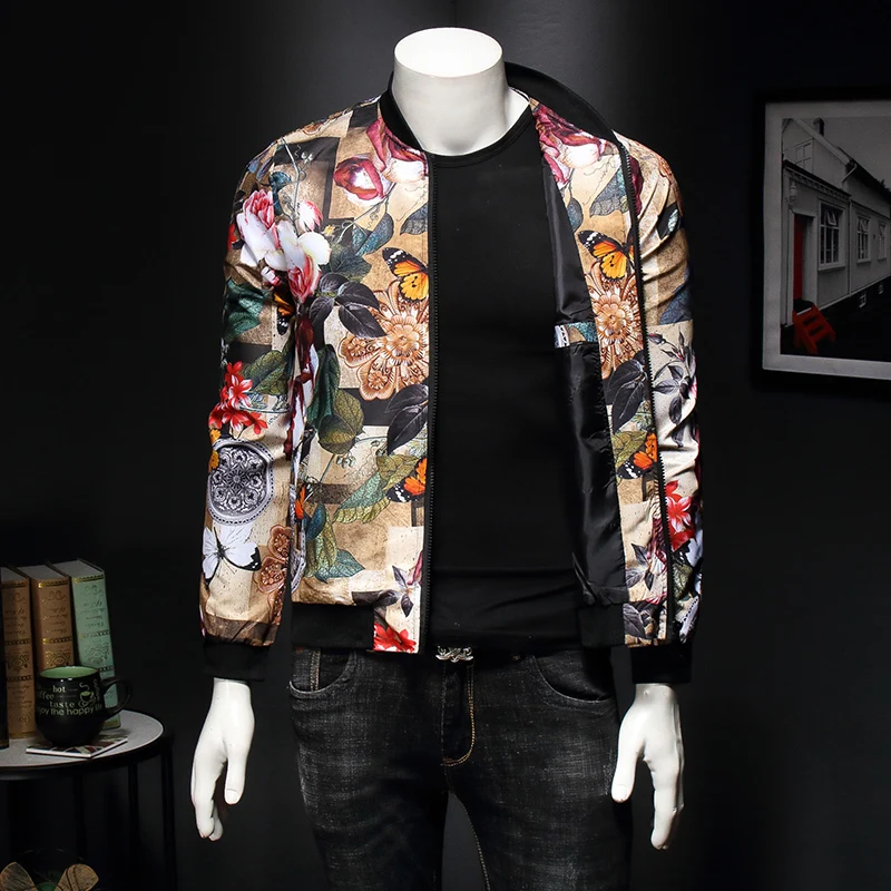 Мужская куртка-бомбер в стиле хип-хоп с воротником-стойкой