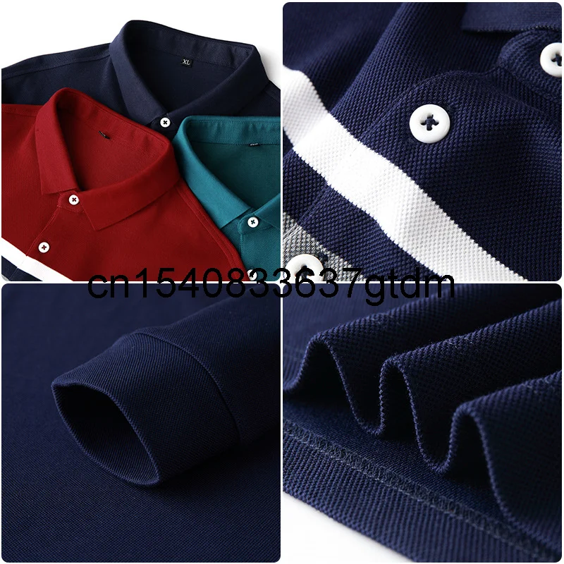 

Autumn 2021 new men's plus size fashion casual stripe color matching Lapel long sleeve T-shirt for fat men