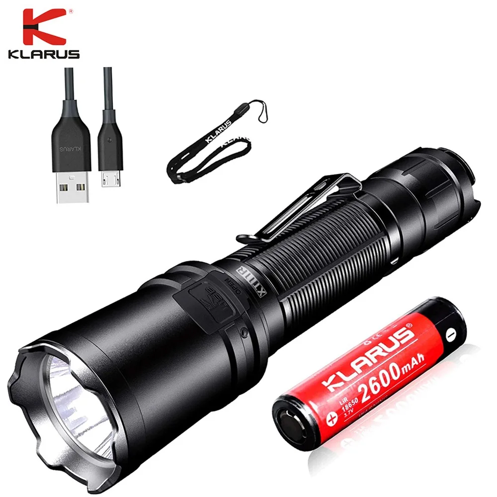 Тактический фонарик KLARUS XT11R, фонарь с аккумулятором для кемпинга, походов, самообороны, люмен