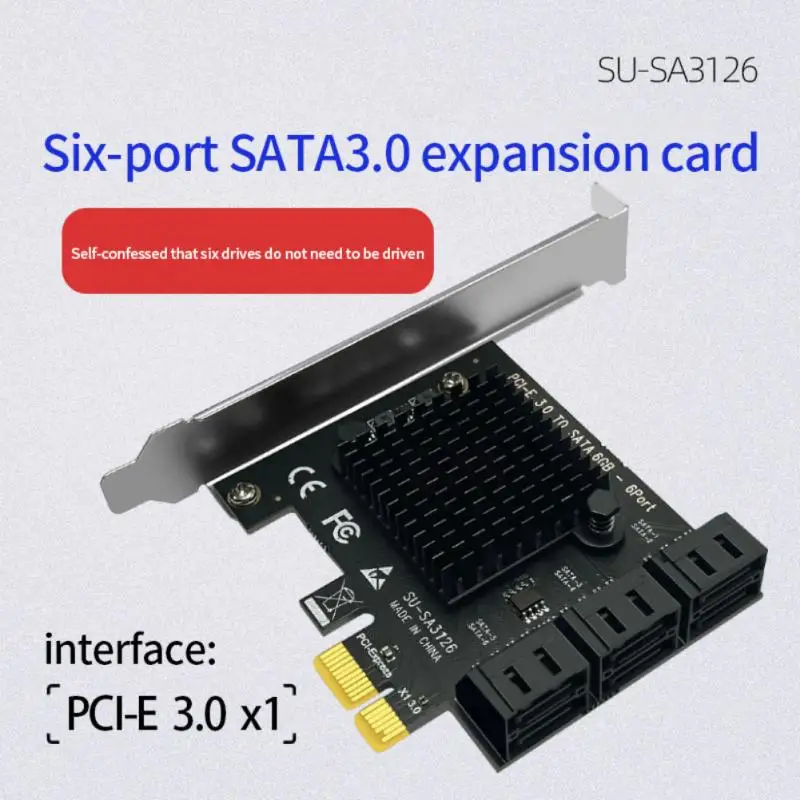 

Адаптер ASM1166 SATA PCIe, 6 портов SATA III к PCI Express 3,0 X1 X4, контроллер, плата расширения, адаптер, видеокарта, удлинитель кабеля