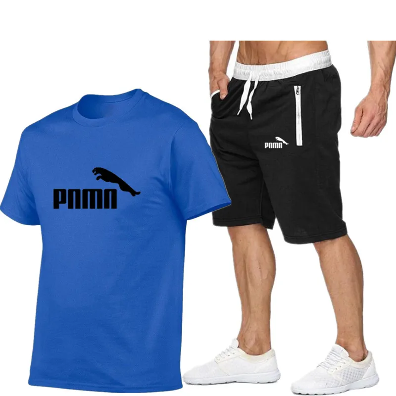 

2021 Summer Men's Pe Letter Print Sportswear Set Loose Short Sleeve 2 Piece T-shirts and Shorts Casual Sportswear Outfits Suit