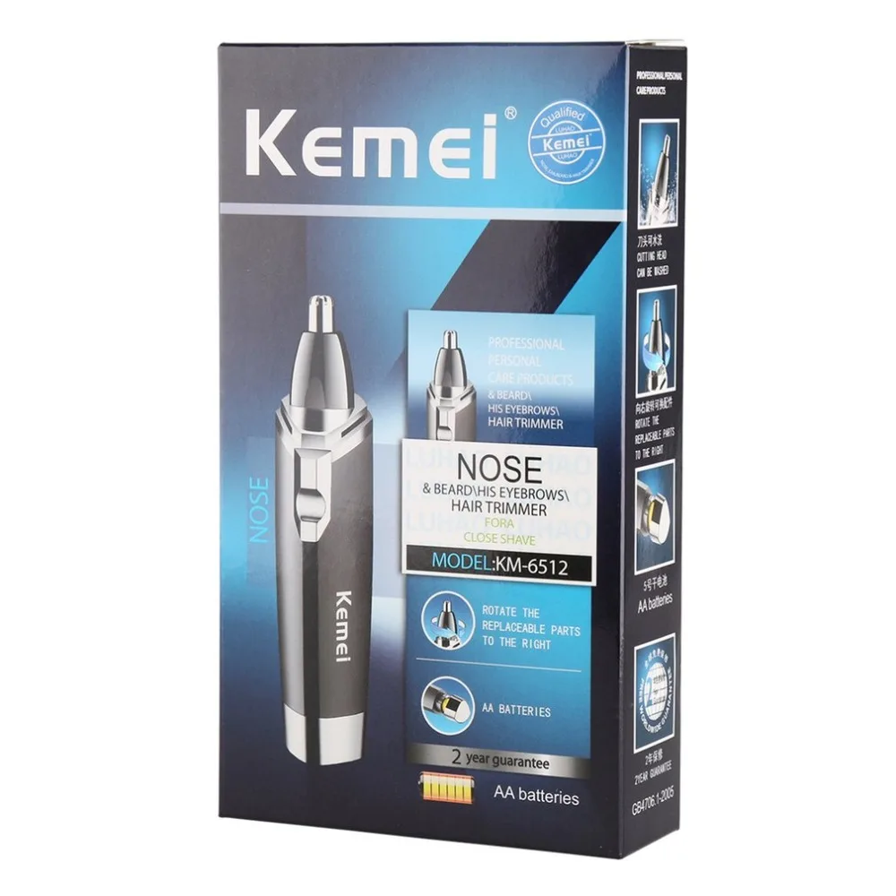 

Kemei KM-6512 Electric Nose Trimmer Beauty Nose Ear Hair Trimmer Removal Safe Face Care Razor Cleaner Portable Travel Shaver