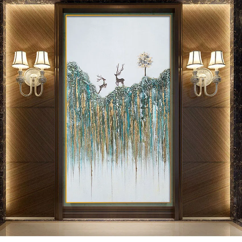 Китайская живопись оленя настенное украшение 100% ручная роспись современный