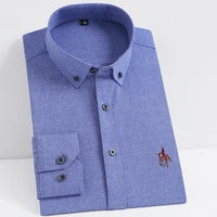 mens bamboo fiber stretch casual long sleeve shirts embroidered logo standard fit soft wrinkle resistant button down shirt