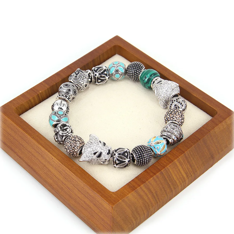 HEMISTON Томас стиль зеленый браслет из бисера с тигром бусины черепа Rebel сердце для