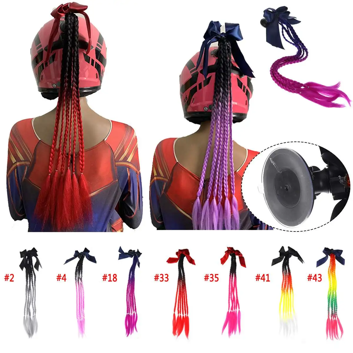 

Ombre Braids 22in Motorcycle Helmet Braids Woman Braids Wig For Motorbike Helmets Colors Twist Ponytail With Sucker Bow