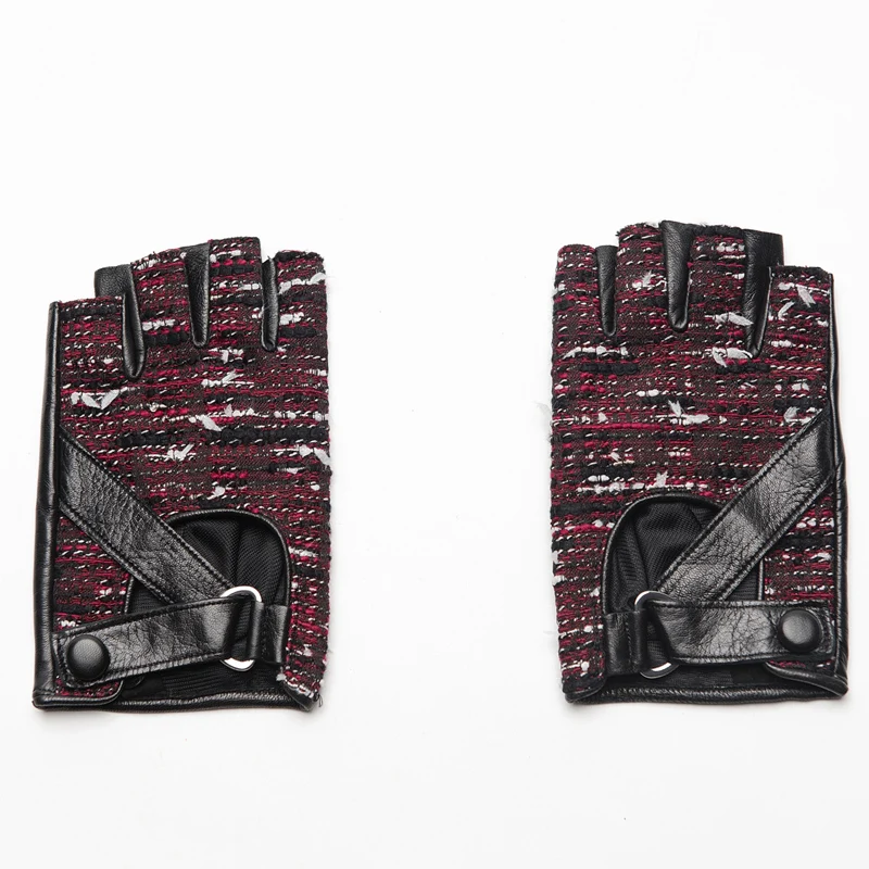 Женские перчатки на полпальца Gours черные из натуральной козьей кожи GSL065 зима 2019 |