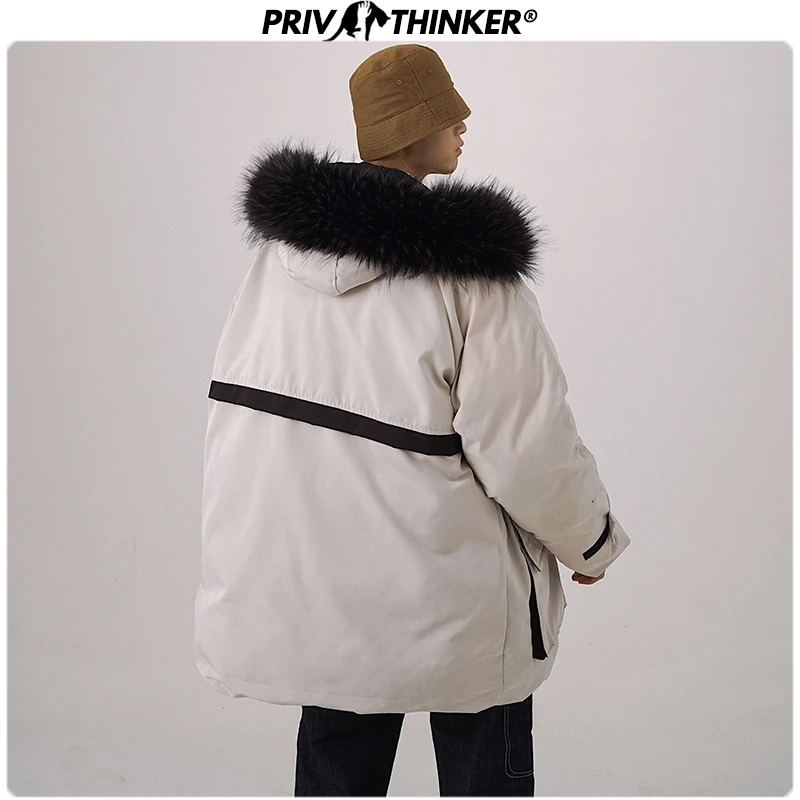 Privathinker, женский большой меховой воротник,, зимняя парка с капюшоном, пальто, Мужская теплая утолщенная куртка, Мужская Уличная одежда, Корейская верхняя одежда, парки