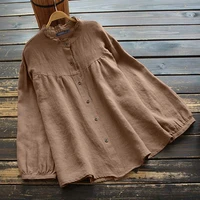 womens autumn blouse zanzea 2021 kaftan ruffle shirts casual long sleeve blusas female button tops oversized tunic chemise