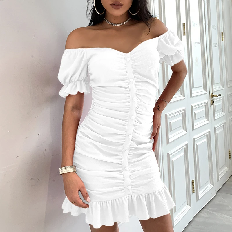 Dressmecb с открытыми плечами облегающее платье женское плиссированное