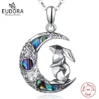 Udora, серебро 925 пробы, подвеска в виде Луны и кролика, для матери, устрицы, животных, синего цвета, хорошее ожерелье, ювелирные изделия для женщин
