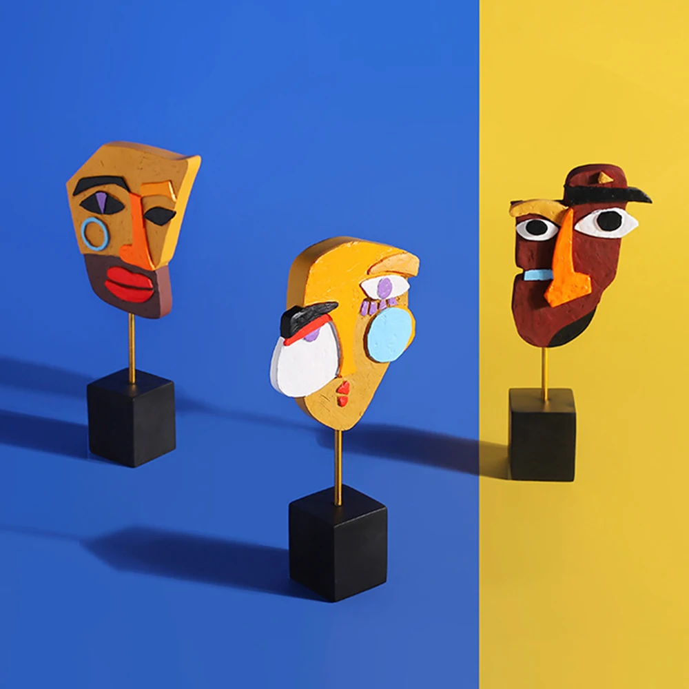 

Abstract Creative Face Mask Ornaments Ornaments Modern Resin Statue Sculpture for Home Resin Art Desk Accessories Room Decor