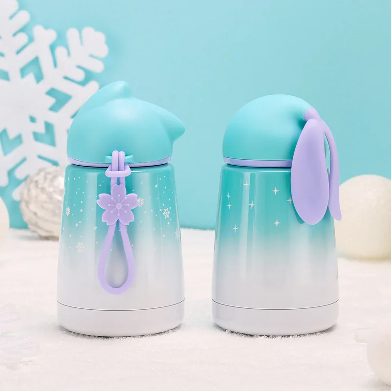 300 мл Термокружка с изображением снежного кролика из нержавеющей стали детский