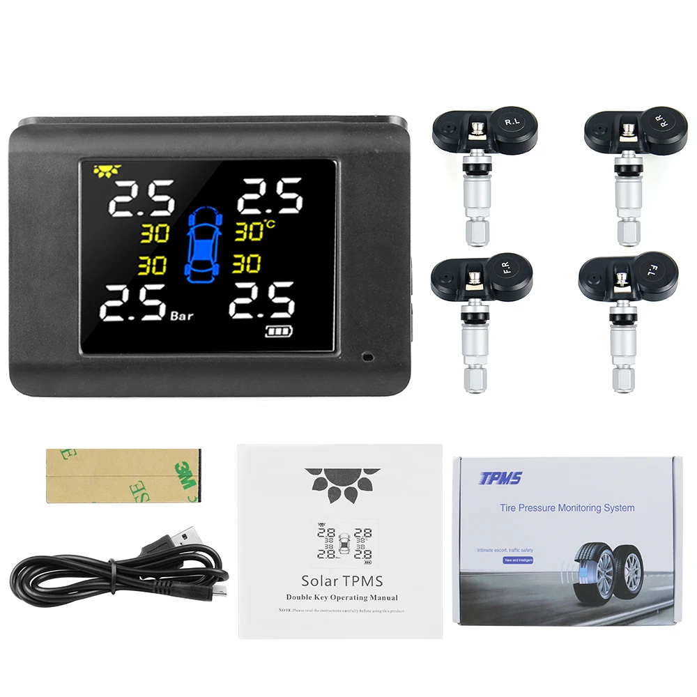 Folding Wireless Tire Pressure Monitoring Alarm System TPMS Universal Digital Solar-Powered Car Sale | Автомобили и мотоциклы