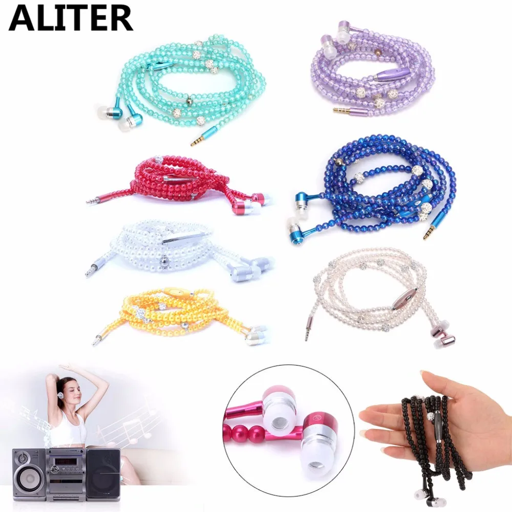 ALITER модные ювелирные изделия Жемчужное ожерелье наушники микрофон бусины 3 5 мм