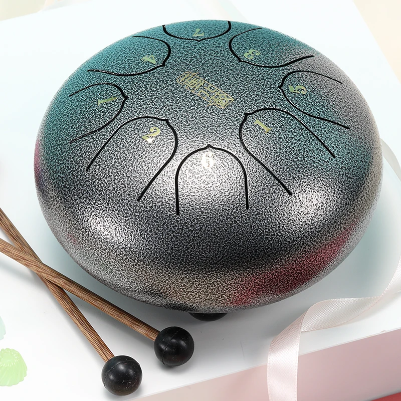 

8 Tone G Tune Mini Hand Pan Ethereal Drum Steel Tongue Drum Tank Hang with Drumsticks Percussion Instruments for Yoga Meditation