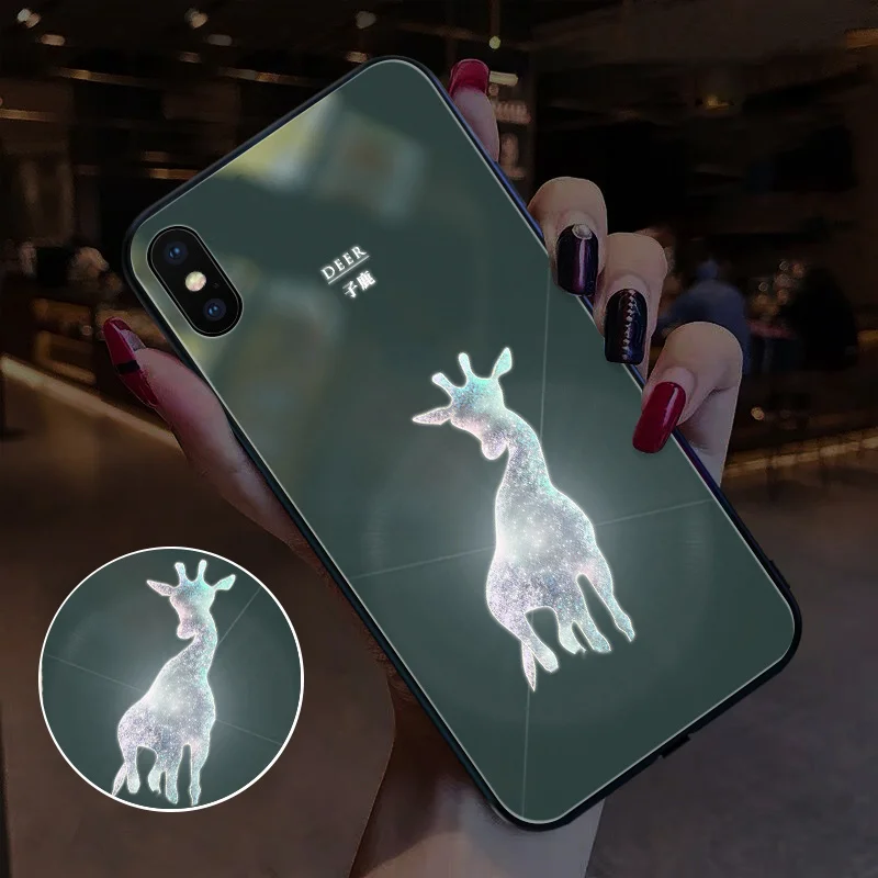 Deer Yagoo умный светодиодный светящийся чехол для телефона для Apple iPhone X XS XR MAX 6 6S 7 8 Plus чехол s задняя крышка милые животные Funda роскошный силиконовый - Цвет: Deer