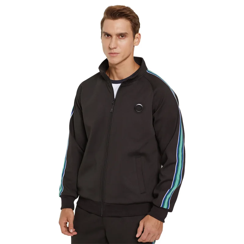 

Men Clothing Long-sleeved Sports Two-piece Zipper Hit Color Printing Line Fashion Casual Comfortable Suit Men Sets Tracksuit Men