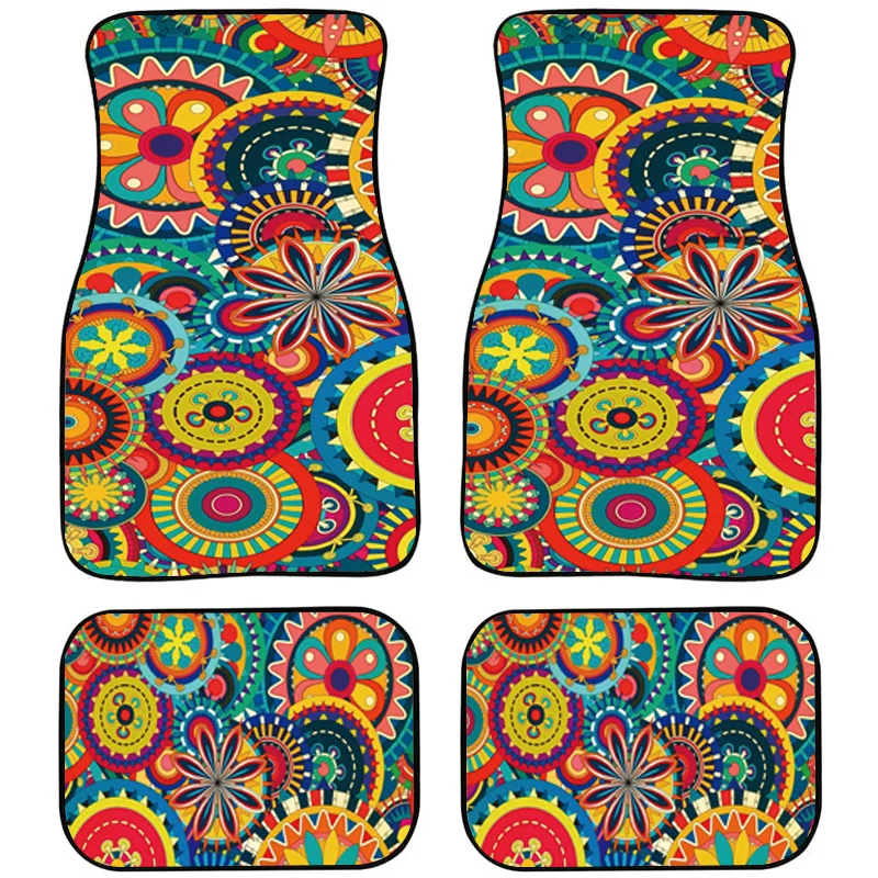 

JUN TENG Personality Design Style Rubber Material Car Foot Mat 4PCs Pack All-weather Protection Car Carpet Accessories