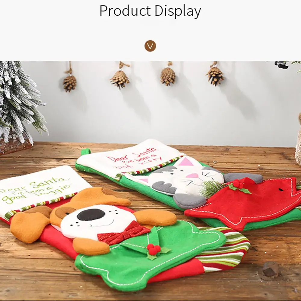 Рождественские носки украшения для дома милая мультяшная собака кошка животные
