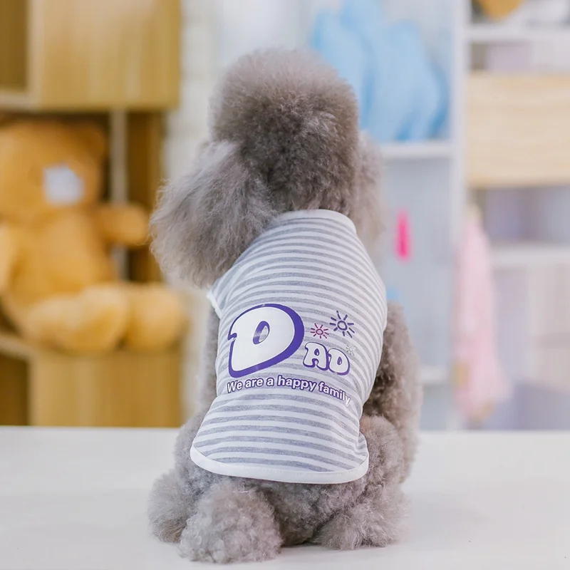 Жилет в полоску для питомцев сезон весна лето футболка без рукавов маленьких и