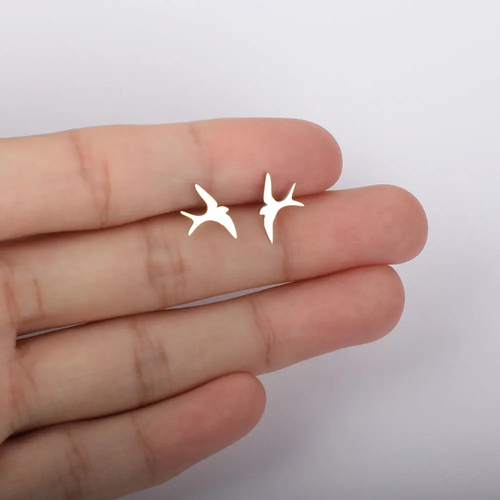 100% 316L Stainless Steel Night Owl Humming Bird Swallow Stud Earring for Women Simple Jewelry Dropshipping | Украшения и