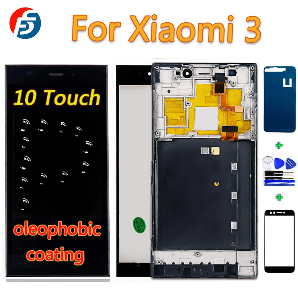 Протестированный сенсорный экран для Xiao mi M3 mi 3 WCDMA 5,0 дюймов mi 3 ЖК-дисплей дигитайзер сборка 10 Сенсорное Олеофобное Покрытие рамка