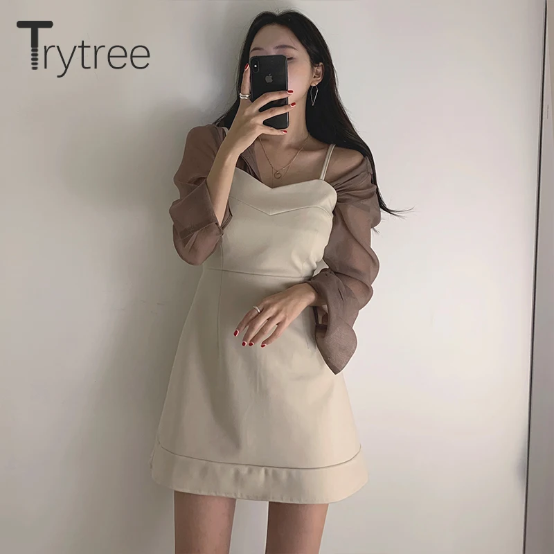 Trytree/Весенний комплект из двух предметов Повседневная однотонная блуза с