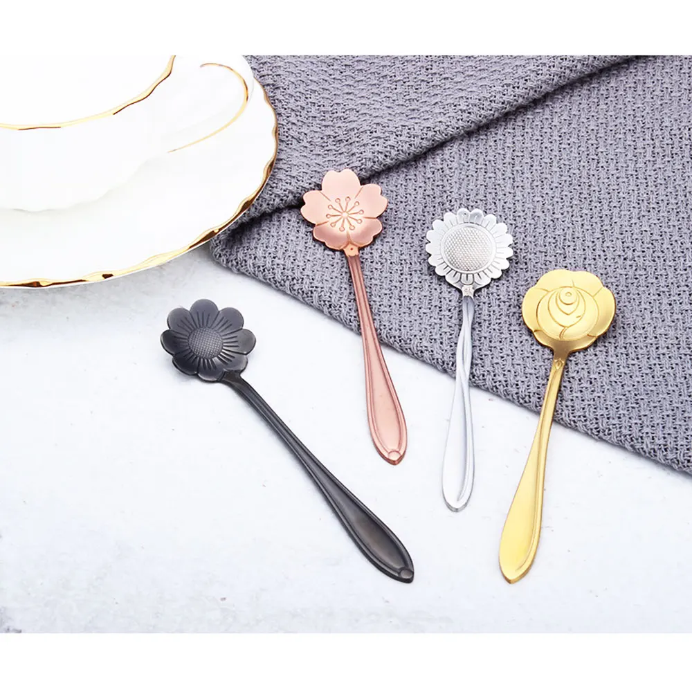 4 шт./компл. посуда из нержавеющей стали креативный цветок кофе перемешивание