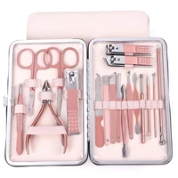 new pink stainless steel nail clipper set 7 piece pedicure knife beauty tweezers nail manicure set nail tools toe nail clippers