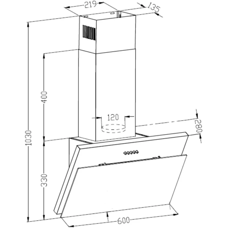 Вытяжка каминная Lex Luka 600 белый управление: кнопочное (1 мотор) | Бытовая техника