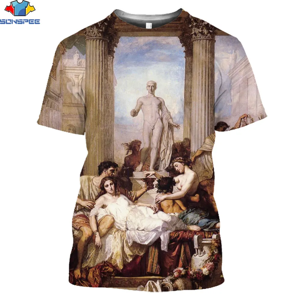 

SONSPEE Aesthetic T-shirt Men's and Women's Mask Spoof Personality Oil Painting Tops Women's Tops Jackets Retro Cartoon Clothes
