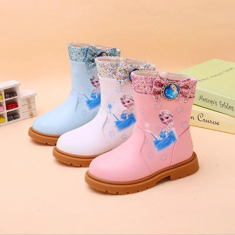 

Ботинки «Холодное сердце» Disney для девочек, зимние ботинки, плюс бархатные теплые ботинки Martin, одноботинки, легкая и удобная детская обувь