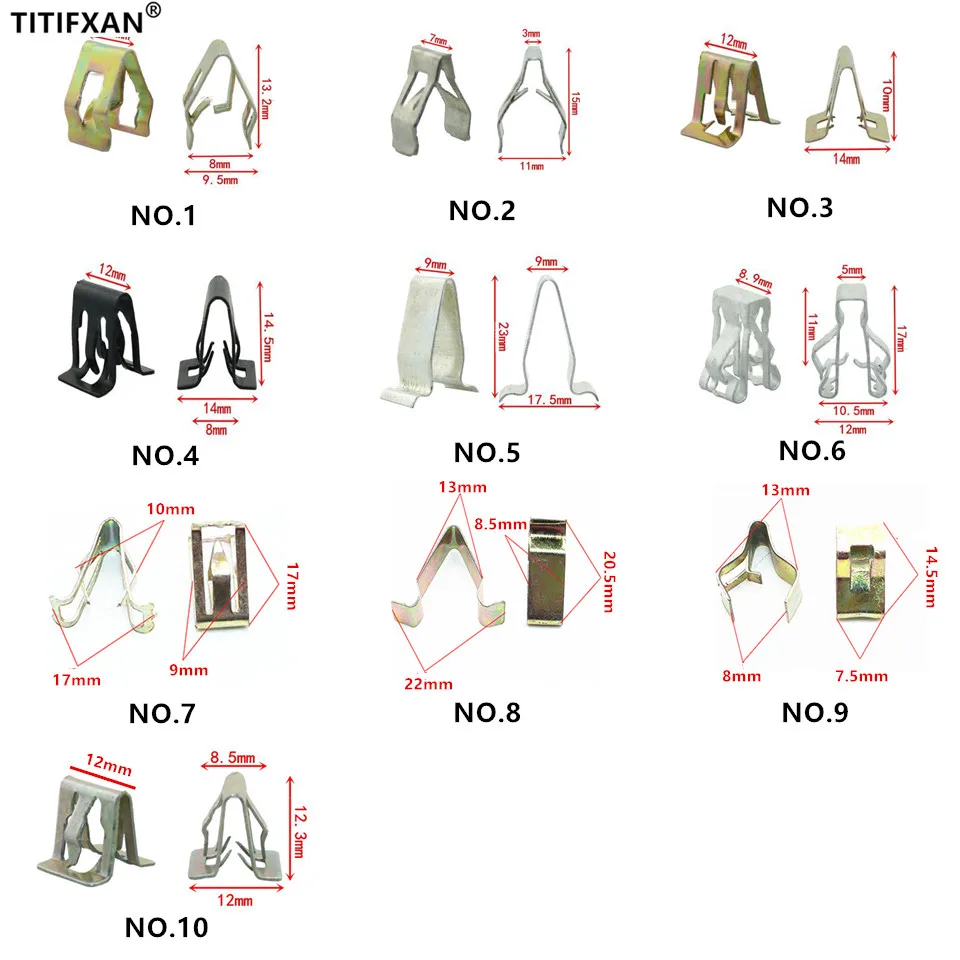 20 шт. металлические пластиковые заклепки для панели центральной консоли