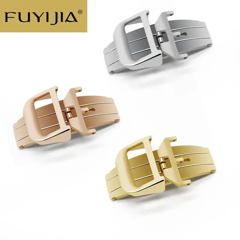 

FUYIJIA Butterfly Buckle MASTER Watch Substitute Buckle 12MM 14MM 16MM 18MM Alligator Strap Accessories Stainless Steel Clasp