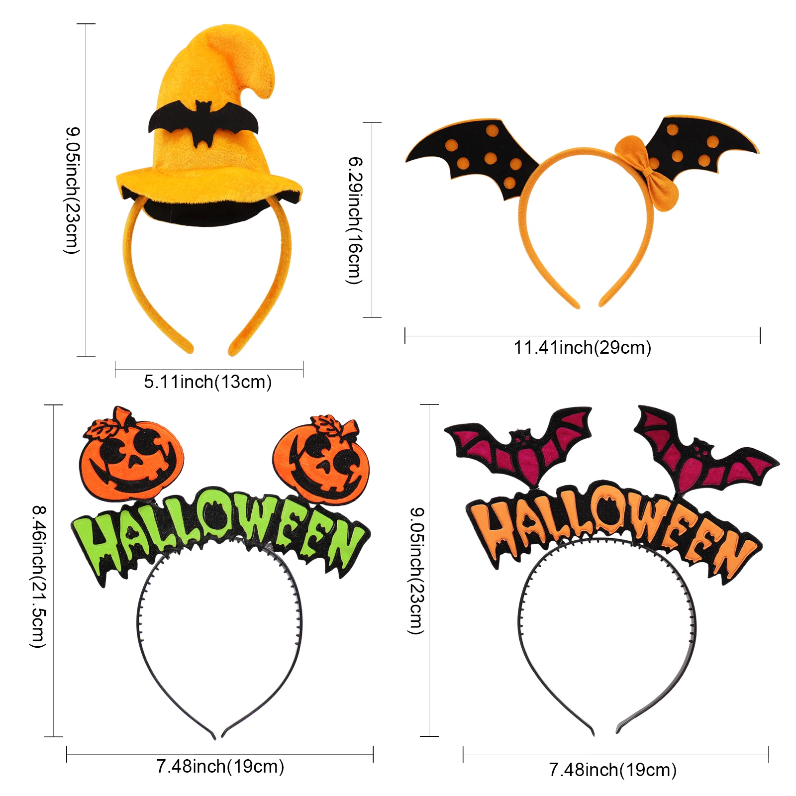 1 шт. милые повязки для волос на Хэллоуин скелеты летучие мыши крылья тыква