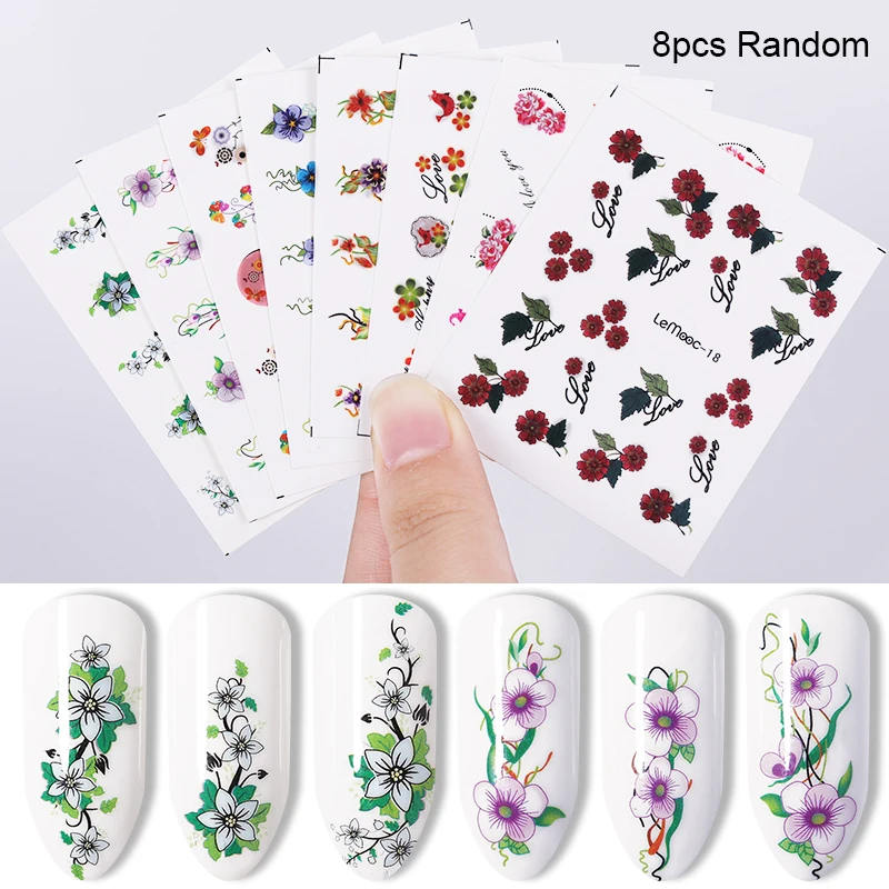 Set 23 LEMOOC 45 шт./компл. черного цвета с цветочками для вечеринок наклейки переводятся при помощи воды красочные исскуство ногати наклейки бабочками и кружевом для малышей с изображением Ловца снов наклейки для ногтей - Цвет: Set 23