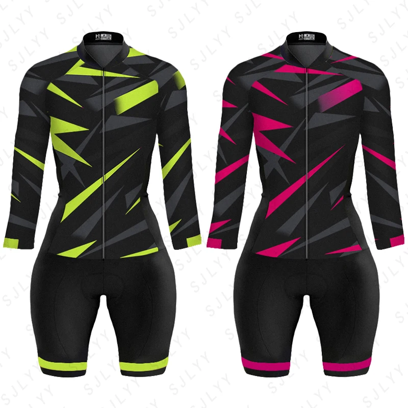 

Модный Новый велосипедный комбинезон, Триатлон для езды на велосипеде, маленький женский трикотажный костюм с длинным рукавом, велосипедны...